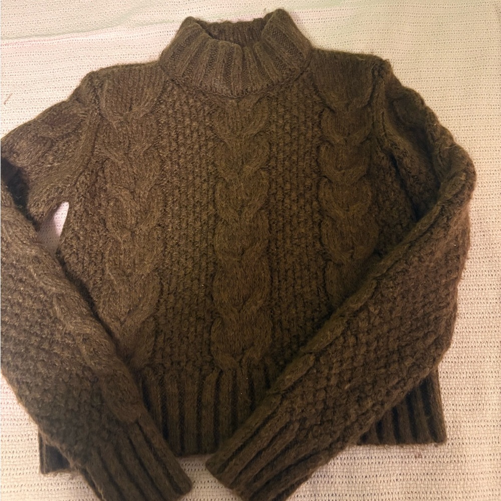 American Eagle Outfitters Olive Cable Knit Sweater